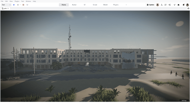 Aerial overview of Palestine-inspired Roblox map