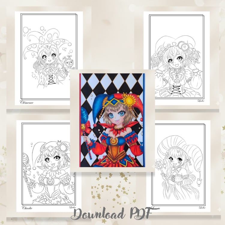 ✨ Discover The Whims of the Enchantresses: 10 printable coloring pages PDF, instant download, A4 format
