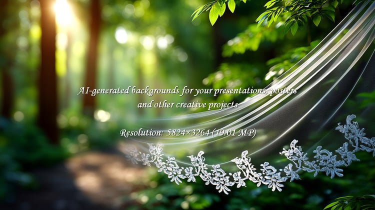 Experience a dreamy, romantic forest wedding. Sunlight filters through lush trees, illuminating a delicate veil. Perfect for bridal inspiration, nature themes, and celebrating love's beauty.