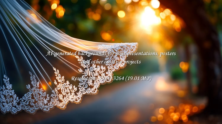 A delicate wedding veil catches the sunlight, its intricate lace details adding a touch of elegance. Perfect for conveying romance, commitment, and the beauty of a special day in outdoor settings.