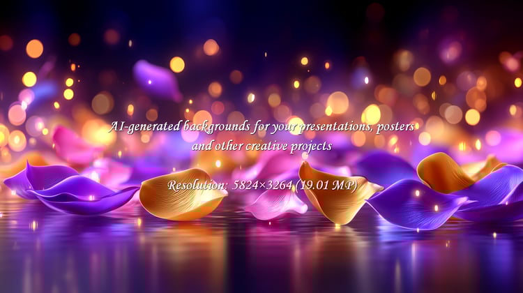 Vibrant petals create a luxurious and calming ambiance. Perfect for spa, wellness, beauty, or cosmetic brands. The soft bokeh lights and reflections offer an elegant, ethereal feel.