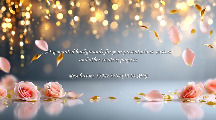 Create a magical ambiance with roses and golden leaves. Perfect for romantic occasions, beauty promotions, or adding an elegant touch to your creative projects. Soft light creates a peaceful mood