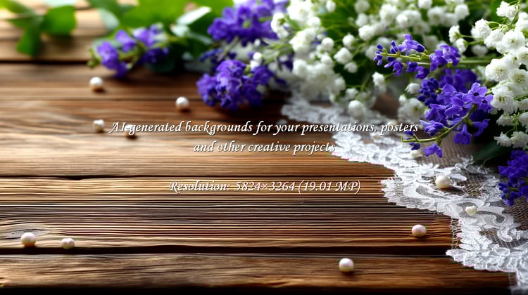 Capture the beauty of spring with this elegant floral arrangement. Delicate pearls and vibrant blooms on rustic wood create a romantic and timeless scene, ideal for wedding designs and seasonal greetings.