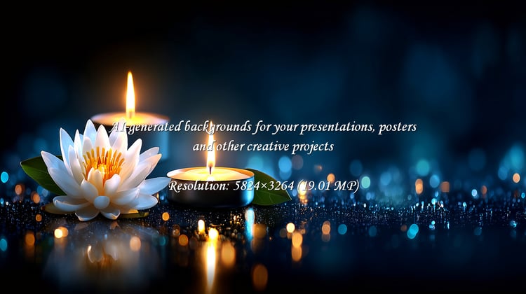 Invoke tranquility with this serene scene. A lotus blossom and soft candlelight offer a peaceful ambiance, perfect for wellness, meditation, or spa designs. Use for creating a calm, relaxed mood.