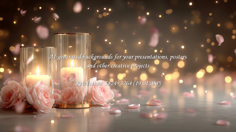 Create a soothing atmosphere with glowing candles and delicate pink roses. Perfect for romantic occasions, home decor, or spa promotions, evoking elegance and peace.