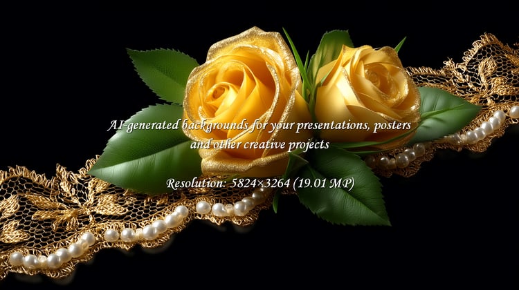 Golden roses, shimmering pearls, and delicate lace create a luxurious and romantic scene, ideal for upscale designs, wedding themes, and elegant celebrations. Perfect for cards and invitations.