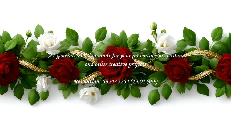 Classic beauty meets modern elegance. Red and white roses intertwined with a shimmering gold ribbon create a luxurious and romantic feel. Perfect for anniversaries, weddings, or elegant designs.