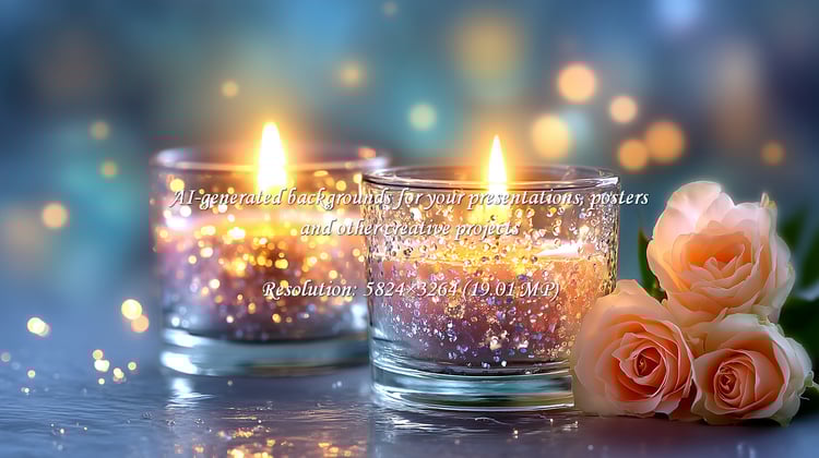 Warm candlelight glows beside delicate peach roses, crafting a serene atmosphere. Perfect for conveying love, romance, and peaceful moments of reflection, adding beauty and soft light to any occasion.