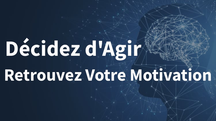 Silhouette humaine avec un cerveau lumineux symbolisant le potentiel activé, accompagnée du slogan : Décidez d'Agir, Retrouvez Votre Motivation. Vignette officielle du programme Motiv'Up.