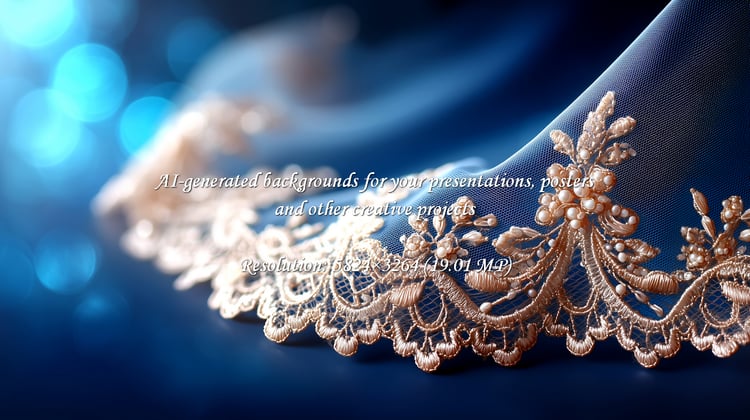 Capture the delicate beauty of gold lace with pearl accents against a dreamy blue backdrop. Perfect for wedding designs, fashion projects, and creating a sense of luxury and elegance.