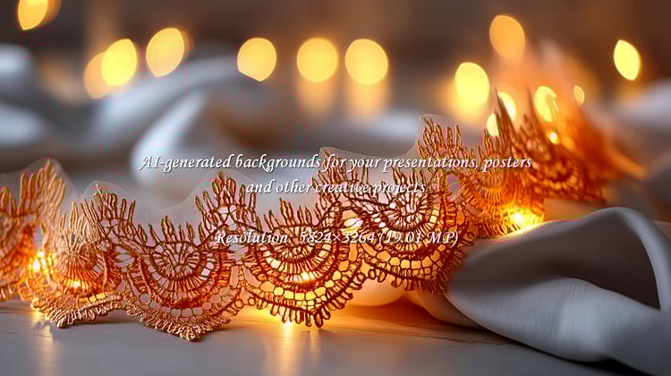 Add a touch of luxury with this golden lace trim and soft lights. Perfect for festive designs, elegant cards, or any project needing a warm, romantic glow. High-quality detail for stunning results.