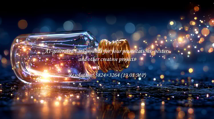 Experience the magic with a glass bottle emitting enchanting sparkles and light. Perfect for adding a touch of wonder to your creative projects, designs, and visuals. Evokes beauty and elegance.