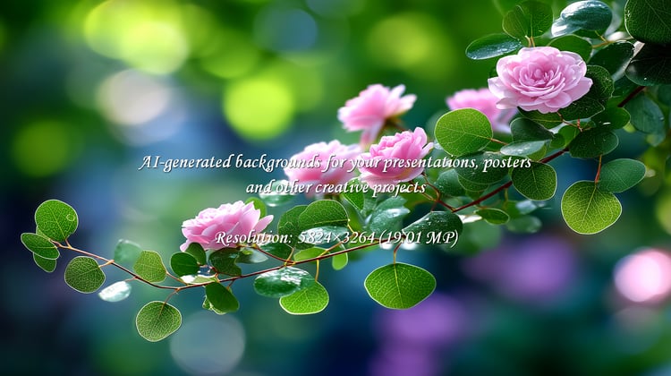 Pink roses gracefully blooming amongst lush green foliage, perfect for romantic backgrounds and spring designs. Evokes peace and beauty, ideal for adding a touch of elegance.