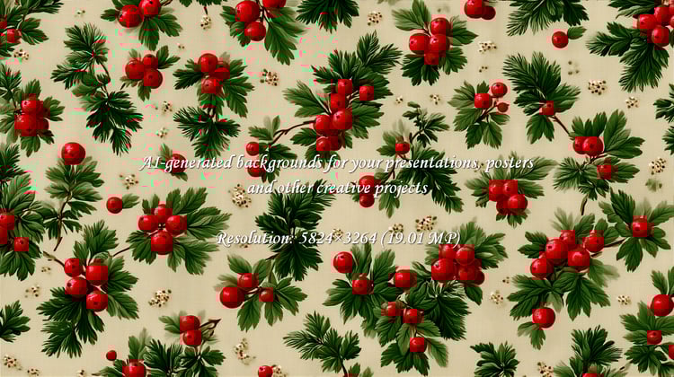 A timeless Christmas holly berry pattern evoking the warmth and joy of the holidays. Perfect for wrapping paper, festive cards, and elegant seasonal designs with a classic botanical feel.