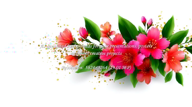 Add a touch of elegance with this beautiful floral arrangement! The vibrant pink and red blooms, accented with delicate gold glitter, create a stunning design for wedding invitations or any special occasion.