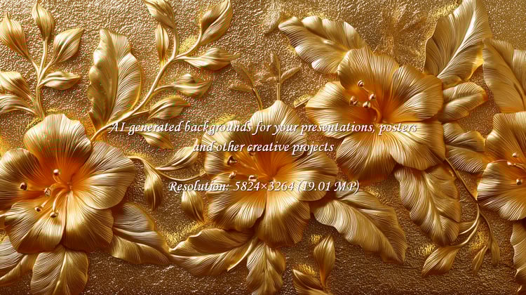 A stunning golden floral design with shimmering texture, ideal for adding luxury and elegance. Perfect for upscale events, branding, and creating a sophisticated and beautiful atmosphere.