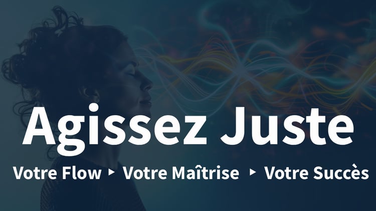 Vignette promotionnelle Mindset Flow : femme sereine avec des ondes d'énergie mentale, accompagnée du slogan