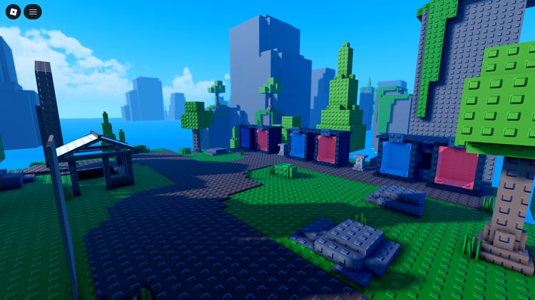Full overview of the two-lane stud obby map
