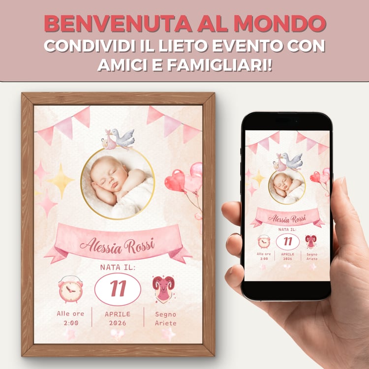 avviso nascita bimba