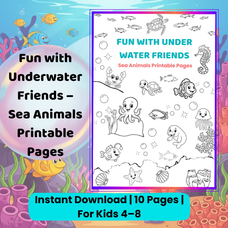 Ocean theme coloring pages for preschool and homeschool learning activities