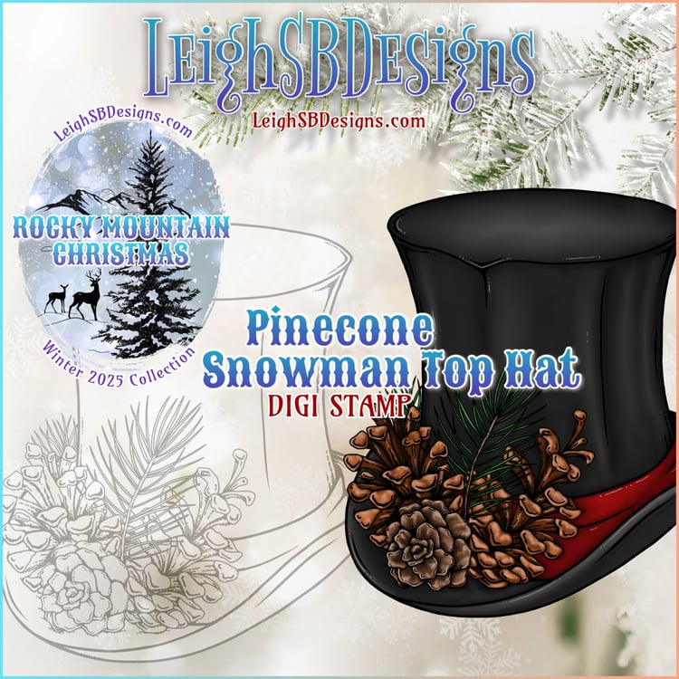 LeighSBDesigns Pinecone Snowman Top Hat