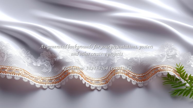 Evoke timeless elegance with delicate white lace, accented with golden trim and a touch of nature. Ideal for wedding invitations or luxurious textile designs. A refined, celebratory touch.