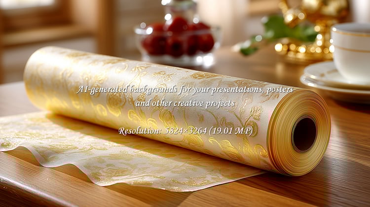 Luxe gold floral wallpaper roll ready to transform any space. Elevate interior design with this elegant pattern, perfect for creating a refined and stylish home decor. A touch of luxury awaits!