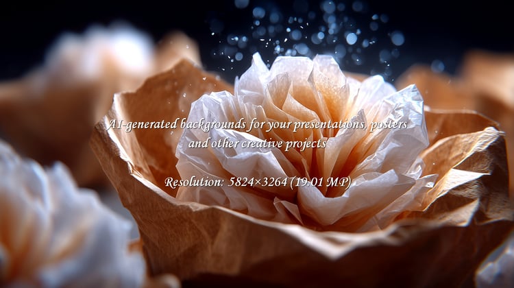 Experience the delicate beauty of a paper flower bathed in ethereal light. A dreamy, magical ambiance perfect for adding a touch of elegance to wedding invitations or artistic design projects.