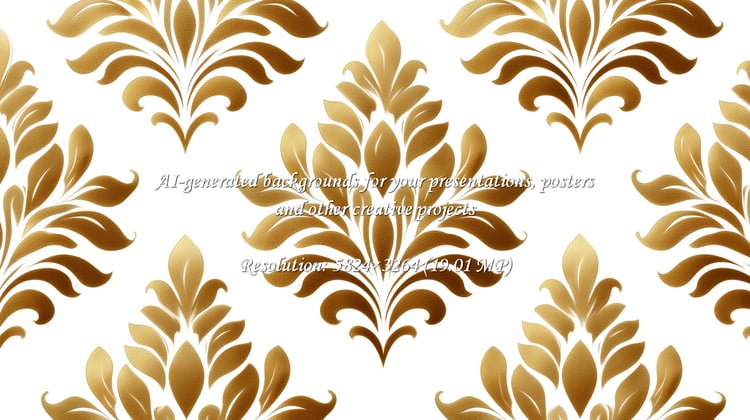 Sophisticated golden floral damask pattern evokes luxury and timeless elegance. Ideal for upscale branding, invitations, and vintage-inspired designs. Perfect for adding a touch of glamour.
