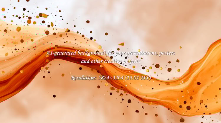A flowing caramel abstract with golden sparkle creates a luxurious and elegant feel. Use it for backgrounds, designs, or to add a touch of warmth and vibrancy to your projects, making them stand out.