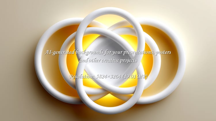 Striking geometric design featuring interconnected white rings with a vibrant golden glow. This modern abstract creates a sense of connection, perfect for backgrounds and presentations.