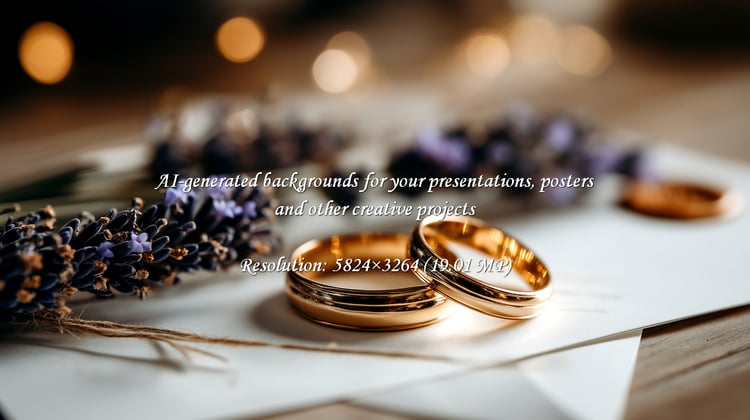 Golden wedding bands and lavender sprigs symbolize a lifetime of love and commitment. Use for wedding invitations, anniversary celebrations, or romantic designs. Inspiring elegance.