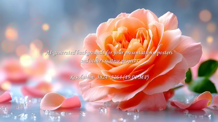 Delicate peach rose with soft light and sparkling details evokes a dreamy, romantic mood. Perfect for wedding invitations, springtime promotions, or elegant backgrounds.