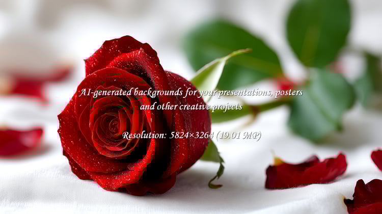 A radiant red rose, adorned with delicate water droplets, captures the essence of love and beauty. Ideal for conveying heartfelt emotions, celebrating romance, or adding elegance to any project.