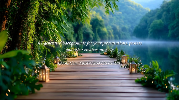 Escape to serenity with this enchanting lakeside pier. Perfect for wedding themes, nature retreats, or idyllic vacation promotions. Feel the calm and beauty of the landscape!