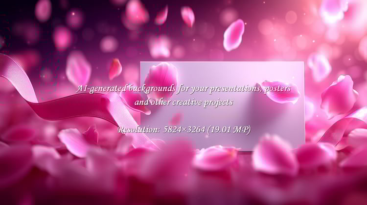 Express love with this romantic scene. Delicate pink rose petals and a soft ribbon surround a blank card, perfect for heartfelt messages, wedding invites, or Valentine's Day wishes.