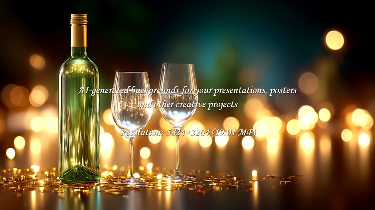 Toast to unforgettable moments with this elegant scene featuring a wine bottle and glasses bathed in soft bokeh lights and golden confetti. Perfect for celebrating special occasions and joyful gatherings.