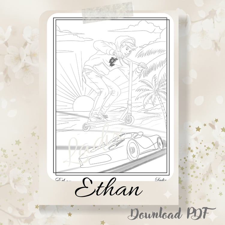 Digital Download, Adult Coloring, Printable PDF, A4 format