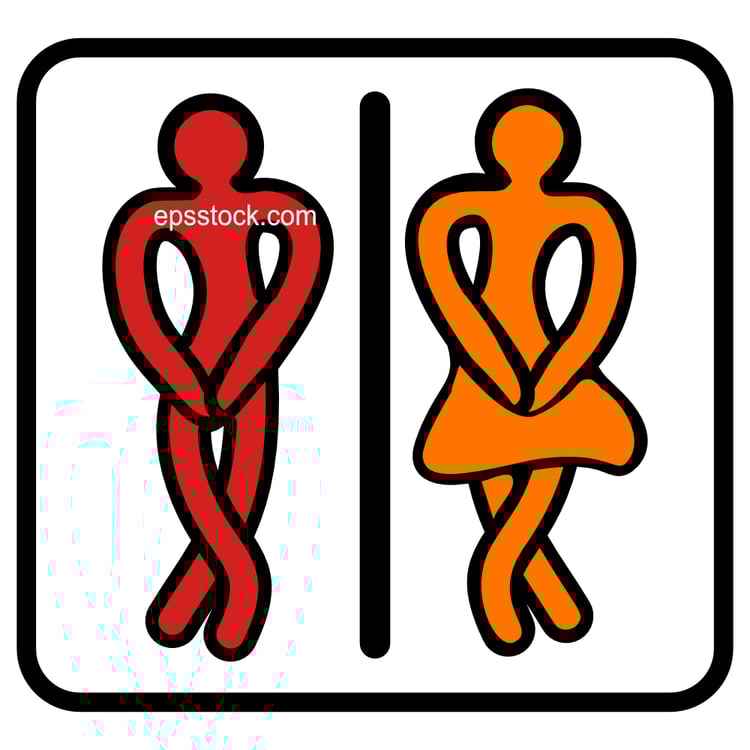 Restroom sign, simple color illustration