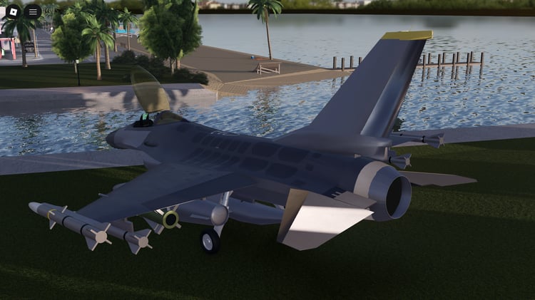 Detailed cockpit interior of F-16C Roblox jet