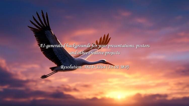 Witness the awe-inspiring sight of a stork in graceful flight against a stunning sunset. Symbolizing hope, freedom, and new beginnings, this scene evokes tranquility and inspiration. Perfect for nature themes.