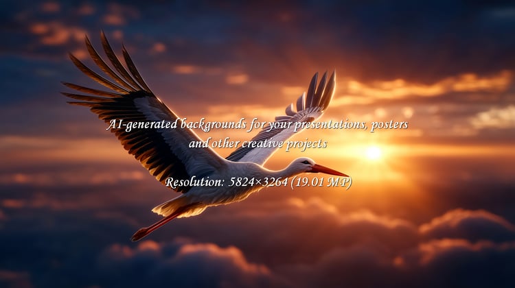 A majestic stork takes flight against a breathtaking sunset, its wings outstretched in a display of freedom. Evokes feelings of hope, new beginnings, and the beauty of nature's artistry. Perfect for travel or inspirational content.