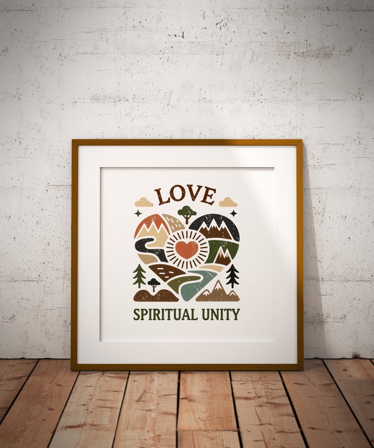 Printable Ai Art | Minimal Nature Wall Art Print | Love and Spiritual Unity | Modern 1:1 Ratio Square Artwork | Digital Download