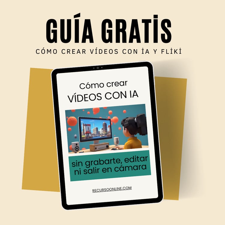 imagen de una tablet con la portada de la guia gratuita Cómo crear videos con IA