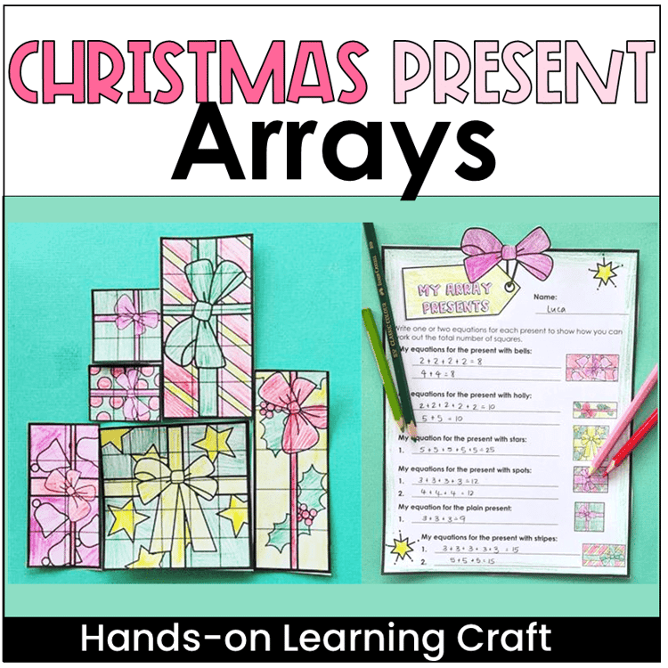 Christmas present arrays for math practice