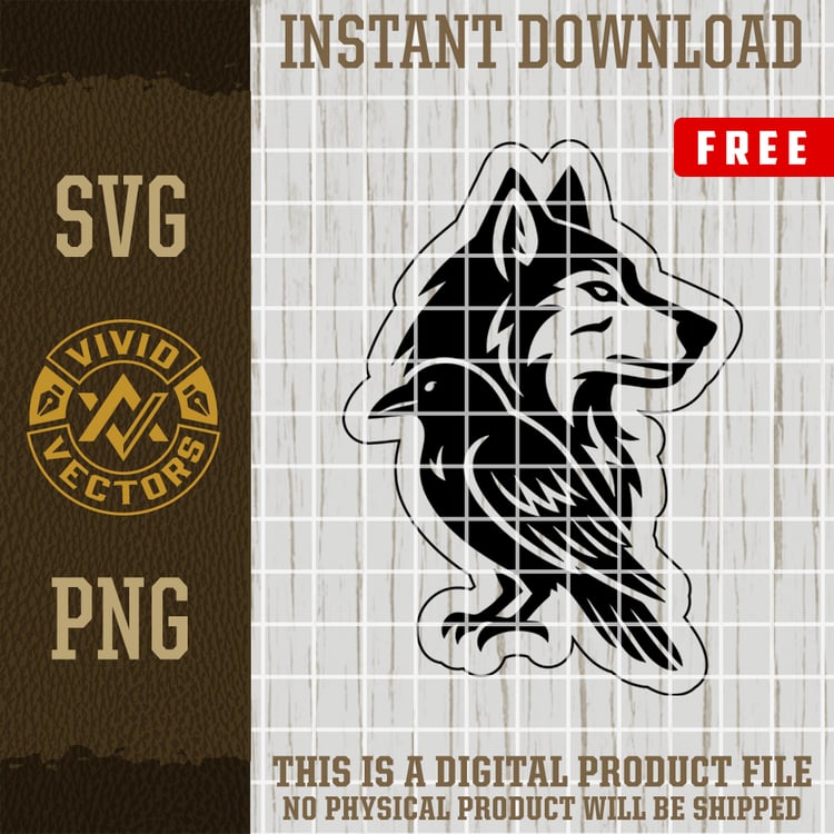 FREE wolf crow svg png nature wildlife symbolic clipart