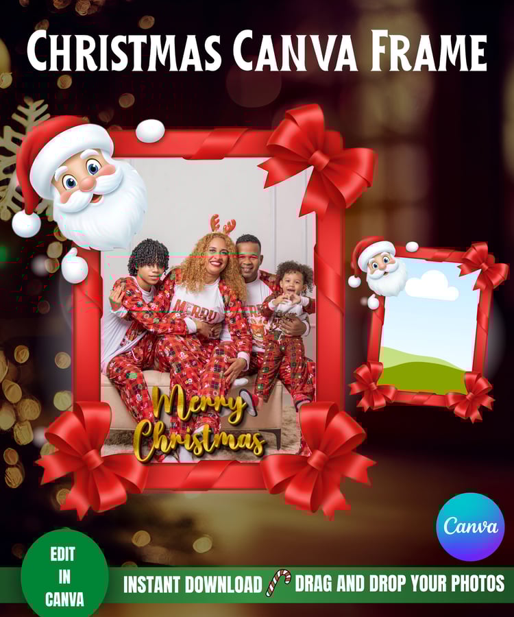 Christmas Canva frame Holiday photo frame template Christmas photo overlay Editable Christmas frame Canva Christmas template Christmas card frame Holiday family frame Christmas digital frame Christmas social media template Merry Christmas frame Printable 