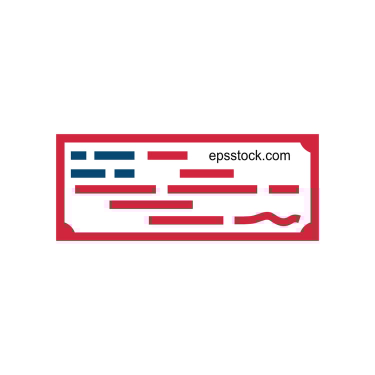 American bank check , flat color illustration