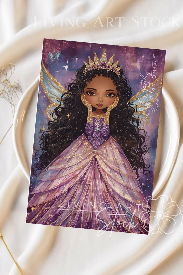 Black fairy card illustration