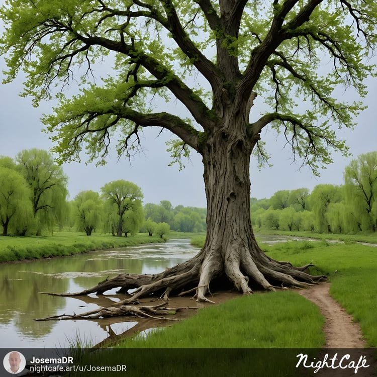 Walking along the riverbank